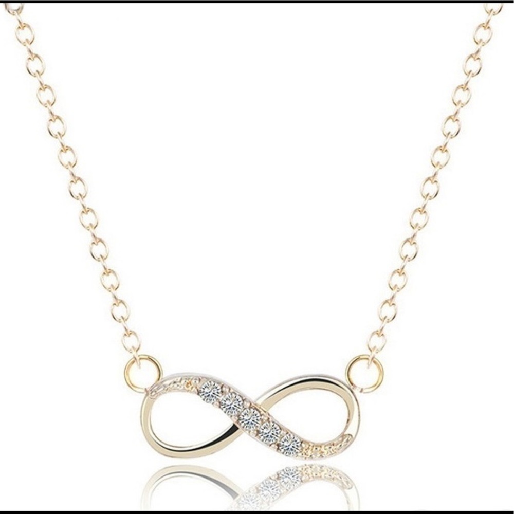 GOLD Plated Crystal Infinity Necklace